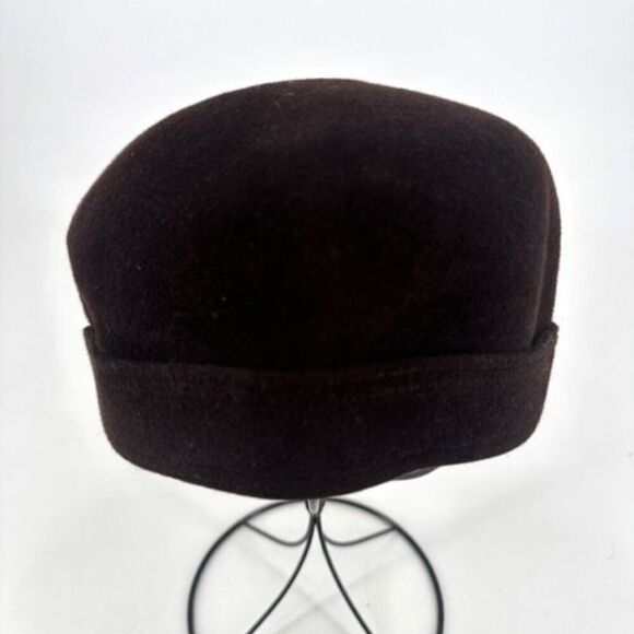 Vintage Women's Rabbit Hair Lace Felt Pillbox Hat Cap Chocolate Brown One Size - Picture 3 of 9